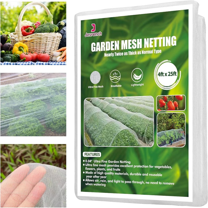 Jevrench Garden Netting, Durable Ultra Fine Garden Netting, Garden Plant Cover Row Cover Makes Plants, Vegetables, Fruits, and Flowers Grow Better (4ft x 25ft) - Image 1